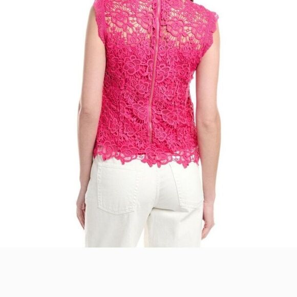 Anthropologie Dolan East Coast Colmì Pink Lace Ruffle Sleeveless Blouse Medium - Picture 2 of 8